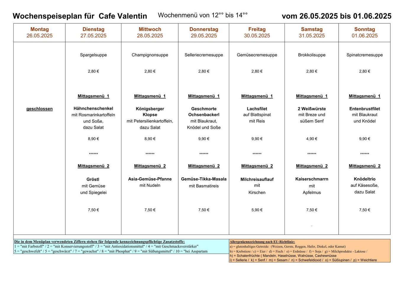 Speiseplan in Bearbeitung!